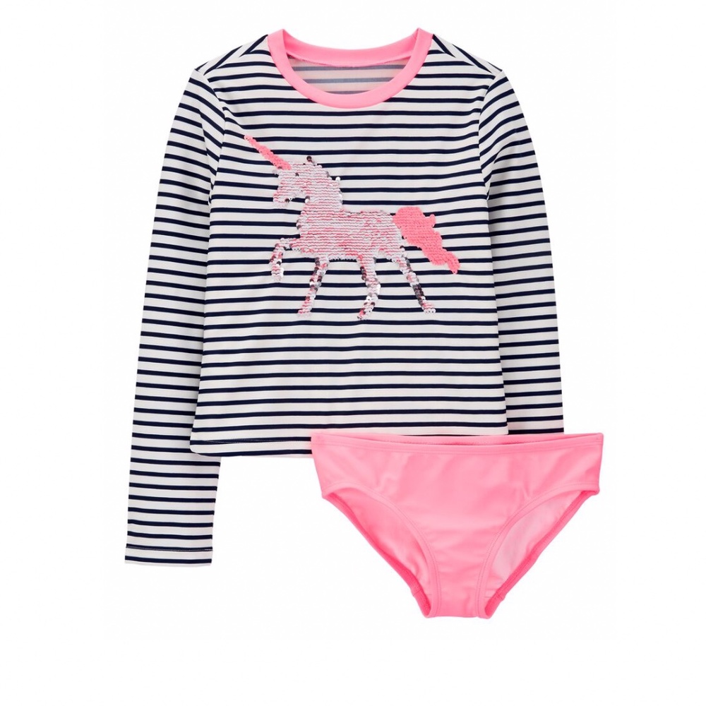 NWOT OshKosh Flip Sequin Unicorn Rashguard Set
